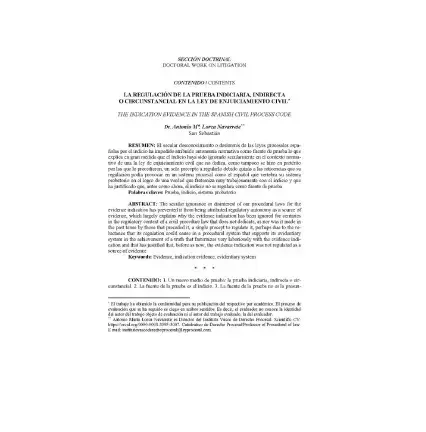 La regulación de la prueba indiciaria, indirecta o circunstancial en la Ley de Enjuiciamiento Civil